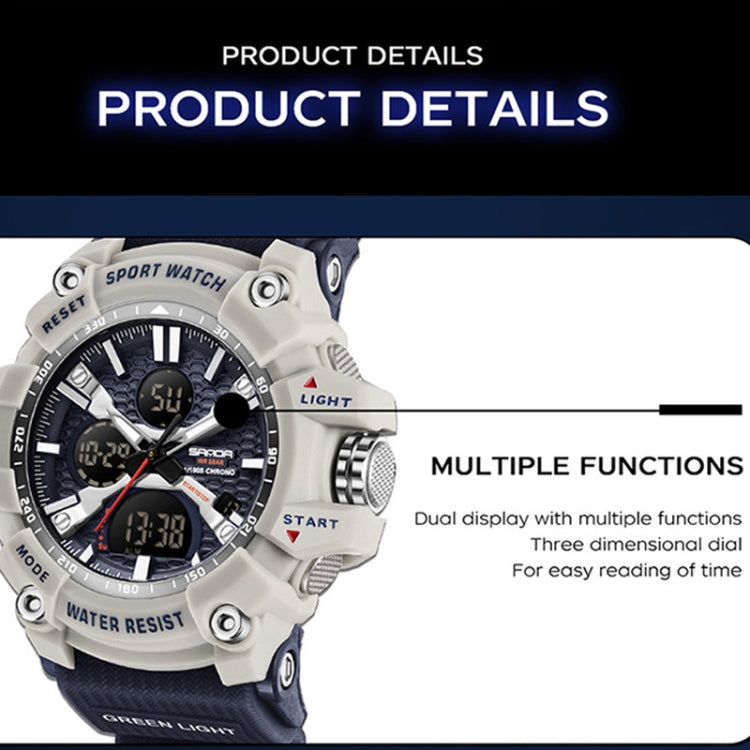 SANDA Men Electronic Watch Outdoor Sports Luminous Watch