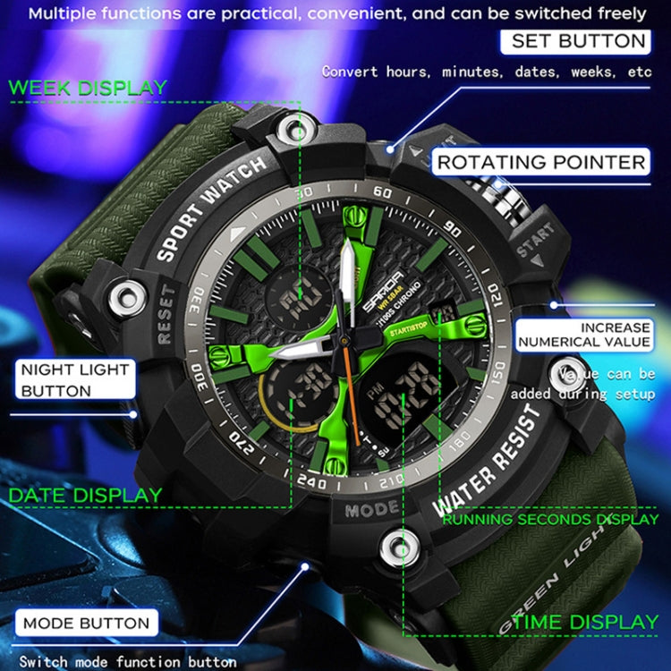 SANDA Men Electronic Watch Outdoor Sports Luminous Watch