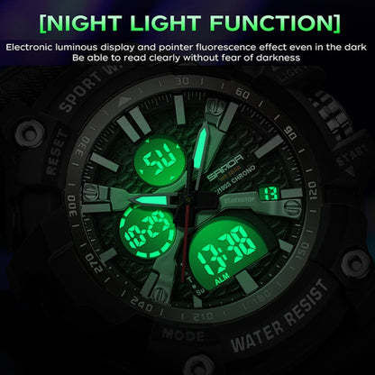 SANDA Men Electronic Watch Outdoor Sports Luminous Watch
