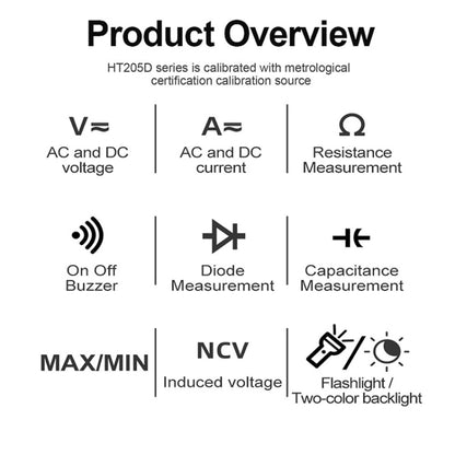 HABOTEST HT205D Clamp Intelligent Anti-Burning Multi-Function High Precision Digital Multimeter, HT205D