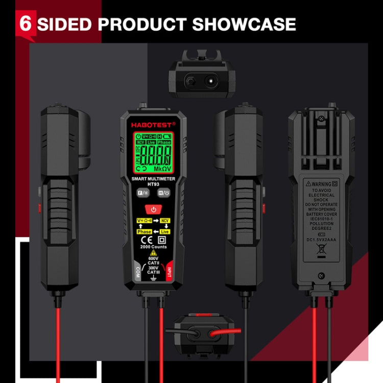HABOTEST HT93 Phase Sequence Detection Intelligent Anti-Burn-In Fully Automatic Multimeter, HT93