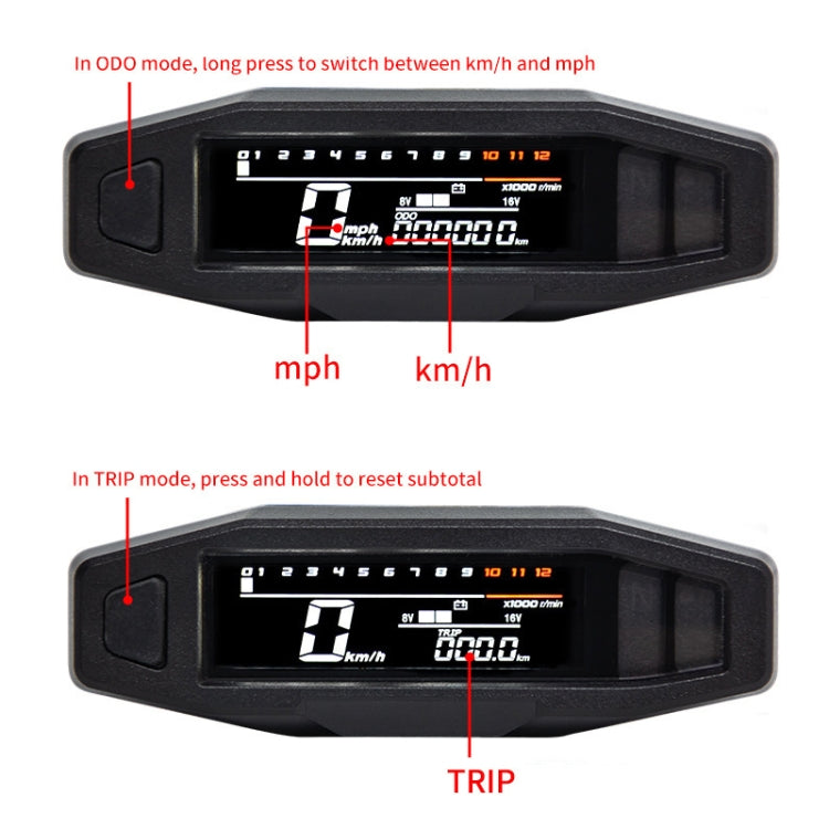 Motorcycle HD LCD Fuel Level Speed Electronic Instrument