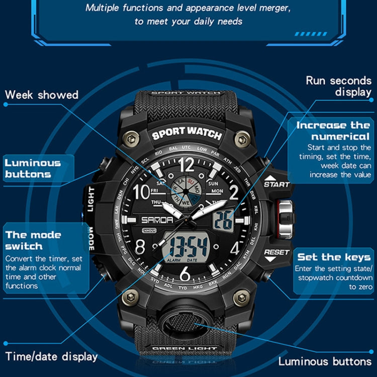 SANDA Teenagers Sports Electronic Watch Men Personalised Wristwatch