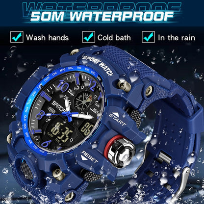 SANDA Teenagers Sports Electronic Watch Men Personalised Wristwatch