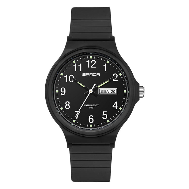 SANDA Medium Double Calendar Electronic Quartz Watch Outdoor Leisure Men Women Students Wristwatch