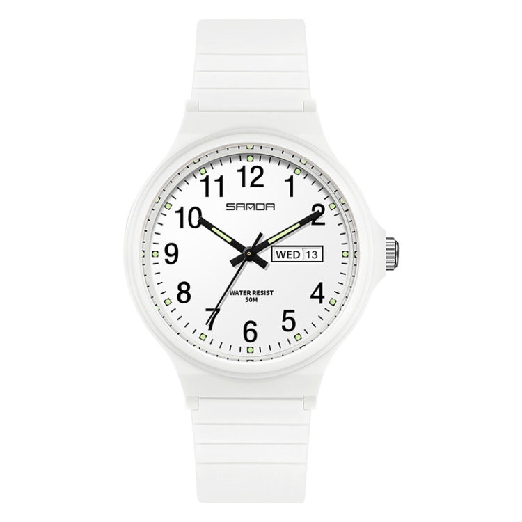 SANDA Medium Double Calendar Electronic Quartz Watch Outdoor Leisure Men Women Students Wristwatch