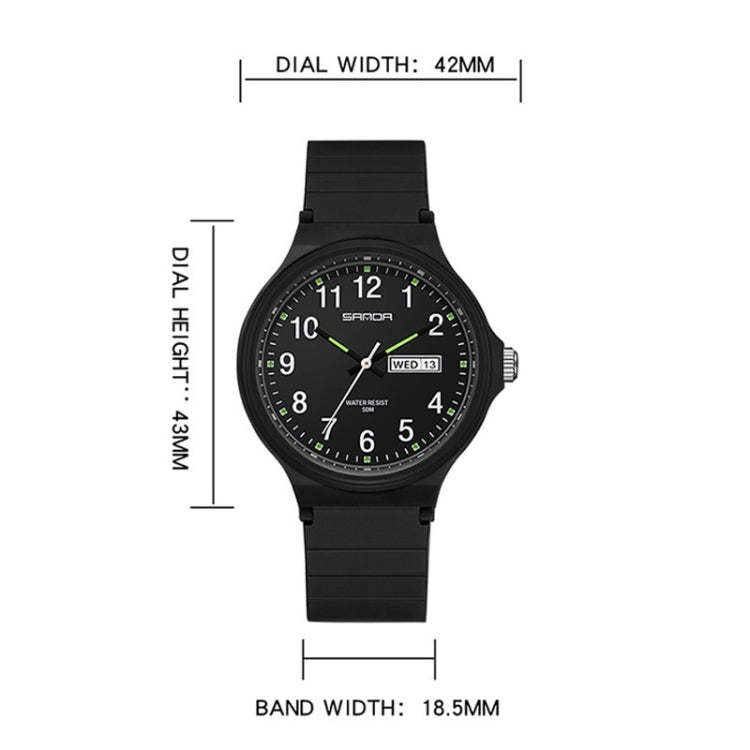 SANDA Medium Double Calendar Electronic Quartz Watch Outdoor Leisure Men Women Students Wristwatch