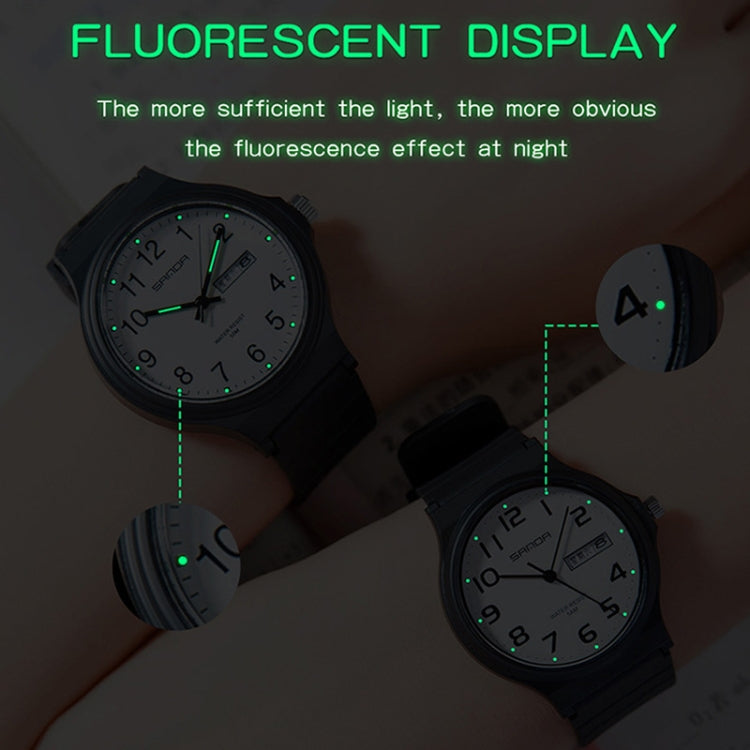 SANDA Medium Double Calendar Electronic Quartz Watch Outdoor Leisure Men Women Students Wristwatch