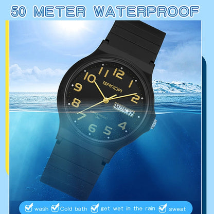 SANDA Medium Double Calendar Electronic Quartz Watch Outdoor Leisure Men Women Students Wristwatch