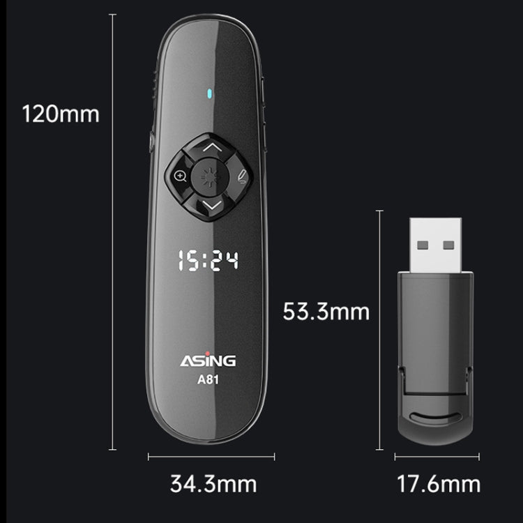 ASiNG A81 PPT Page Turning Clicker With Timing Function & 32G 3-in-1 USB Receiver, Red Light, Green Light