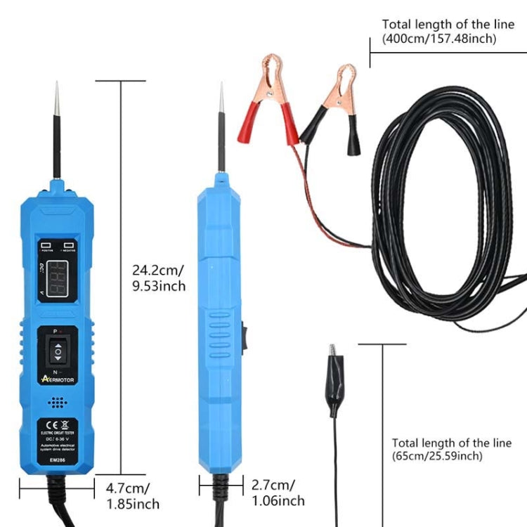 EM286 Multifunctional Car Circuit Electrical System Driving Test Pen, Red 4m, Red 4.5m, Blue 4m, Blue 4.5m