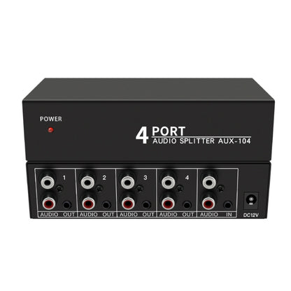 1 In 4 Out 3.5mm + RL Audio Distributor Stereo Audio Splitter For PC Laptop DVD, EU Plug, AUX -104
