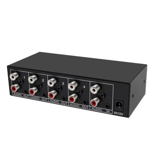 1 In 4 Out 3.5mm + RL Audio Distributor Stereo Audio Splitter For PC Laptop DVD, EU Plug, AUX -104