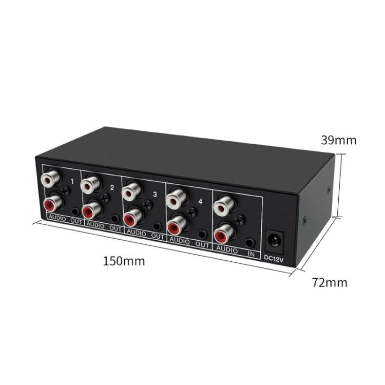 1 In 4 Out 3.5mm + RL Audio Distributor Stereo Audio Splitter For PC Laptop DVD, EU Plug, AUX -104