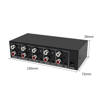 1 In 4 Out 3.5mm + RL Audio Distributor Stereo Audio Splitter For PC Laptop DVD, EU Plug, AUX -104