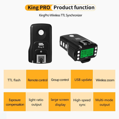 Pixel King Pro Camera Wireless Radio Flash TTL Transmitter and Receiver, For Nikon, For Sony