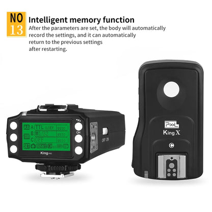 Pixel King Pro Camera Wireless Radio Flash TTL Transmitter and Receiver, For Nikon, For Sony