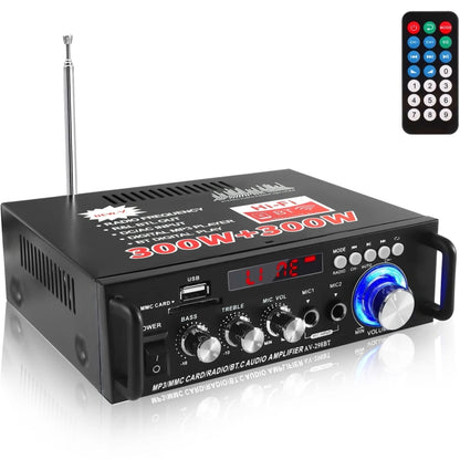 AV-298BT 300W+300W Hi-Fi Stereo Amplifier Bluetooth Home Audio Karaoke Digital Amplifier, EU Plug, US Plug, UK Plug, AU Plug