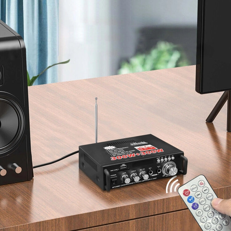 AV-298BT 300W+300W Hi-Fi Stereo Amplifier Bluetooth Home Audio Karaoke Digital Amplifier, EU Plug, US Plug, UK Plug, AU Plug