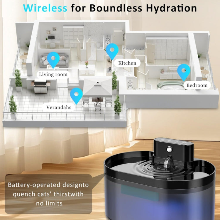 2.2L Smart Pet Water Fountain Wireless Infrared Sensor Battery Model Cats Water Dispenser, 291-Runway, 289-Square