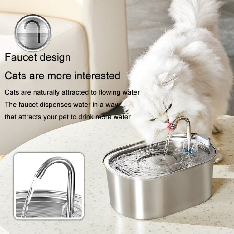 3.2L Stainless Steel Faucet Pet Water Fountain Quiet Cats Water Dispenser