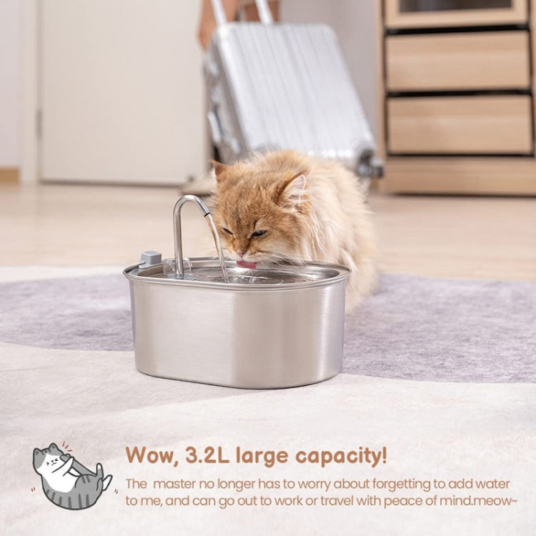 3.2L Stainless Steel Faucet Pet Water Fountain Quiet Cats Water Dispenser