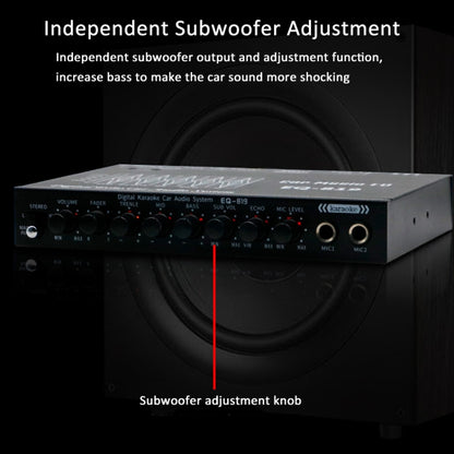 EQ-819 Car Audio Equalizer EQ Tuning Crossover Amplifier Supports Dual Microphone Input Reverberation Adjustment, EQ-819