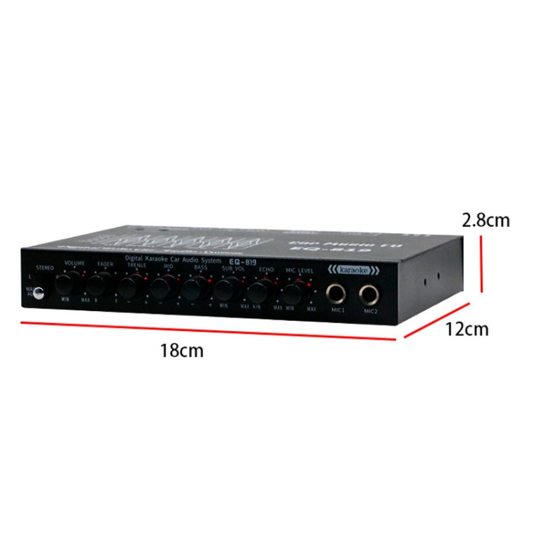 EQ-819 Car Audio Equalizer EQ Tuning Crossover Amplifier Supports Dual Microphone Input Reverberation Adjustment, EQ-819