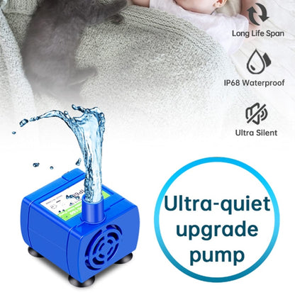 DC USB Pet Water Fountain Pump Cats Water Dispenser Brushless Silent Water Pump, No LED Light, Blue LED Light