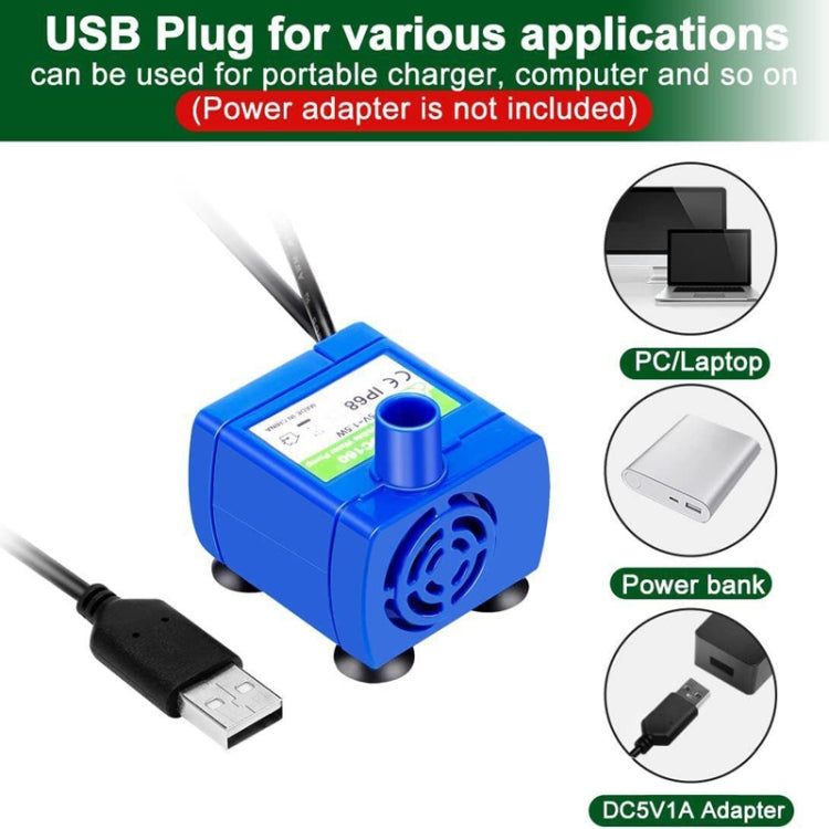 DC USB Pet Water Fountain Pump Cats Water Dispenser Brushless Silent Water Pump, No LED Light, Blue LED Light
