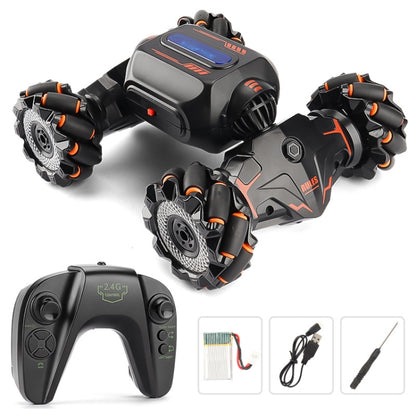 Children RC Car Toy Lights Electric Gesture Sensor Remote Control Twisting Stunt Car, Orange Dual RC, Green Dual RC, Orange Single RC, Green Single RC