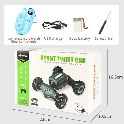 Children RC Car Toy Lights Electric Gesture Sensor Remote Control Twisting Stunt Car, Orange Dual RC, Green Dual RC, Orange Single RC, Green Single RC