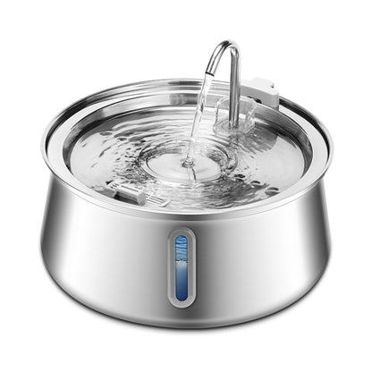 4L Pet Water Dispenser Stainless Steel Cats Water Fountain Large Capacity Automatic Cat Drinker, Without Window, With Window