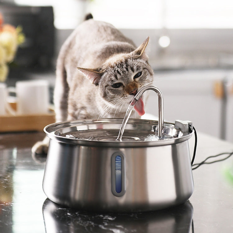 4L Pet Water Dispenser Stainless Steel Cats Water Fountain Large Capacity Automatic Cat Drinker, Without Window, With Window