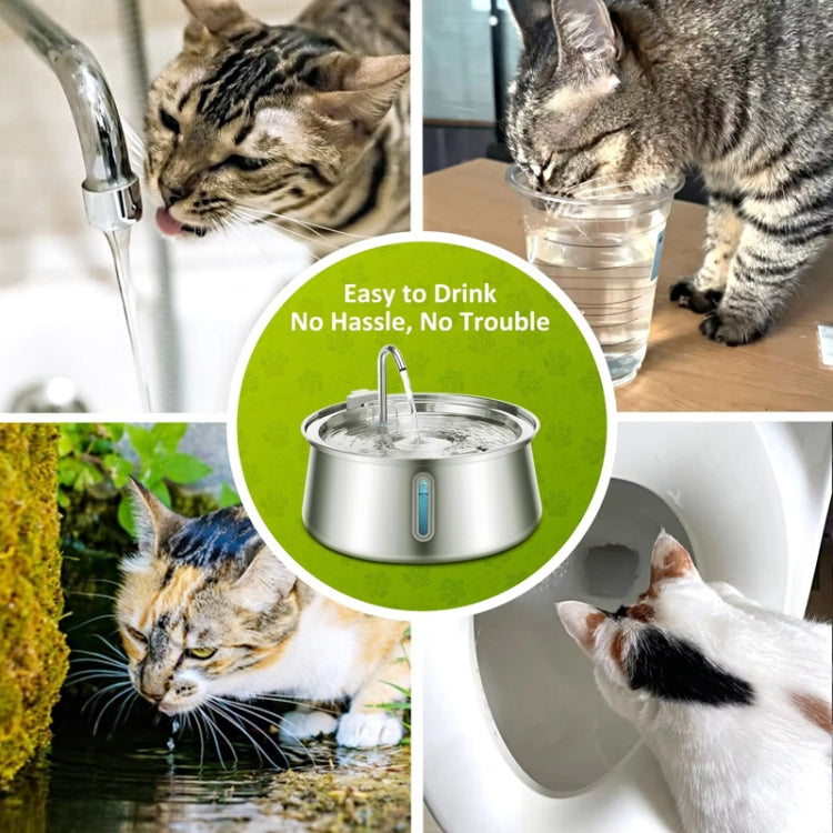 4L Pet Water Dispenser Stainless Steel Cats Water Fountain Large Capacity Automatic Cat Drinker, Without Window, With Window