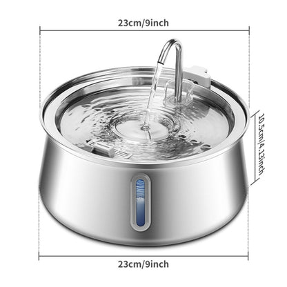4L Pet Water Dispenser Stainless Steel Cats Water Fountain Large Capacity Automatic Cat Drinker, Without Window, With Window