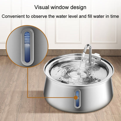 4L Pet Water Dispenser Stainless Steel Cats Water Fountain Large Capacity Automatic Cat Drinker, Without Window, With Window