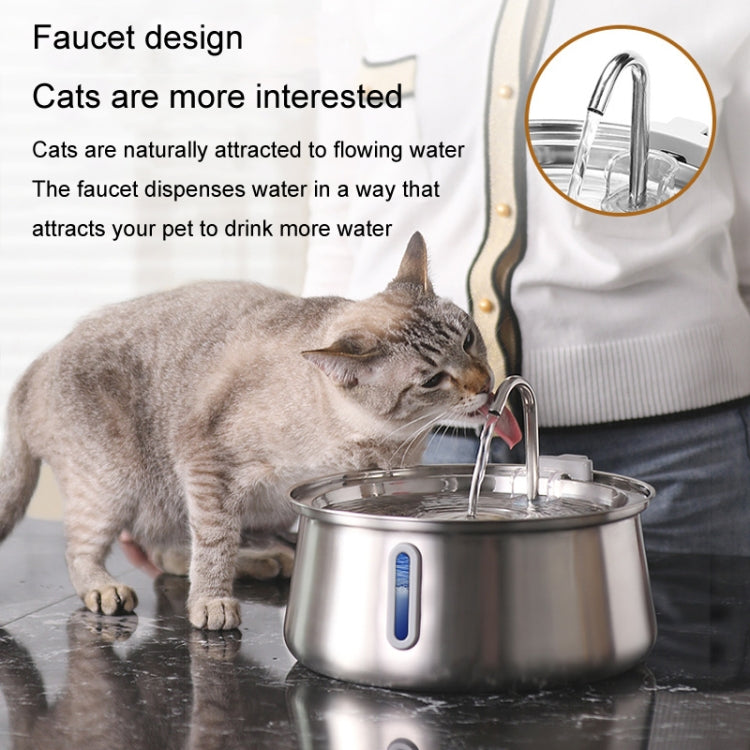 4L Pet Water Dispenser Stainless Steel Cats Water Fountain Large Capacity Automatic Cat Drinker, Without Window, With Window