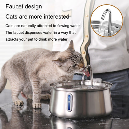 4L Pet Water Dispenser Stainless Steel Cats Water Fountain Large Capacity Automatic Cat Drinker, Without Window, With Window