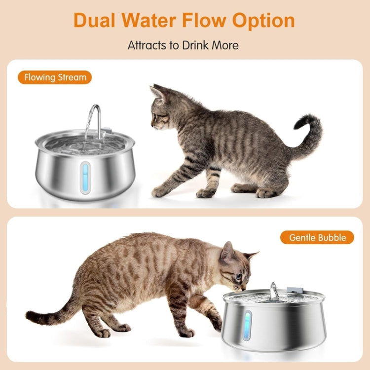 4L Pet Water Dispenser Stainless Steel Cats Water Fountain Large Capacity Automatic Cat Drinker, Without Window, With Window
