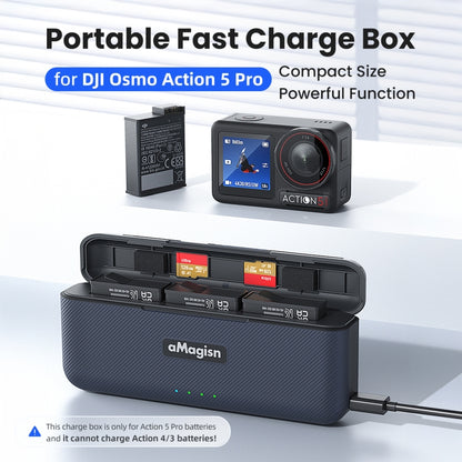 For DJI Osmo 360/Action 5 Pro aMagisn Battery Charger Fast Charging Box Storage Compartment, AA19