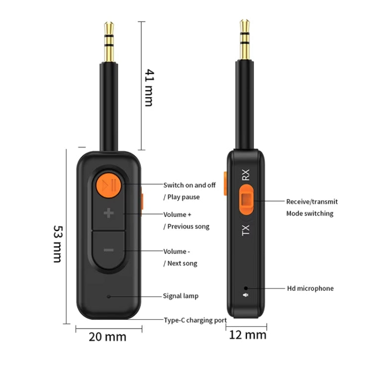 2-in-1 Receiver Bluetooth Transmitter with Call Aux Car Bluetooth Adapter, 2-in-1