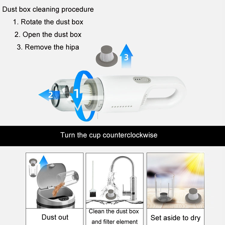 Wireless Car-mounted High-power Suction Handheld Vacuum Cleaner, White 7.4V, White Two-speed Adjustment 11.1V, Black 7.4V, Black Two-speed Adjustment 11.1V