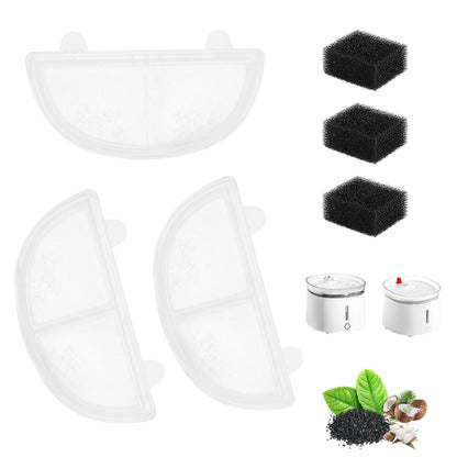 Pet Water Fountain Filters Wireless Cat Fountain Replacement Filter With Pre-Filter Sponges, 3+3pcs /Box, 6+6pcs /Box, 9+9pcs /Box