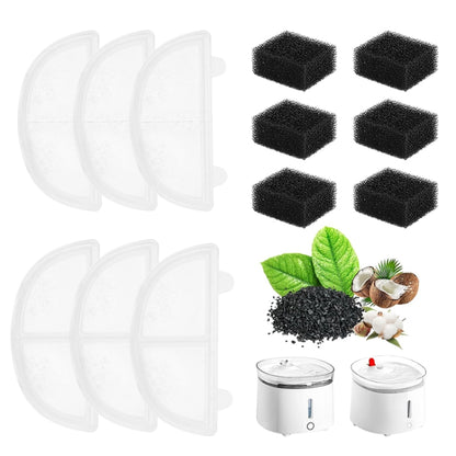 Pet Water Fountain Filters Wireless Cat Fountain Replacement Filter With Pre-Filter Sponges, 3+3pcs /Box, 6+6pcs /Box, 9+9pcs /Box