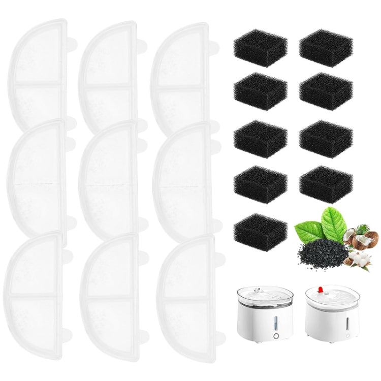 Pet Water Fountain Filters Wireless Cat Fountain Replacement Filter With Pre-Filter Sponges, 3+3pcs /Box, 6+6pcs /Box, 9+9pcs /Box