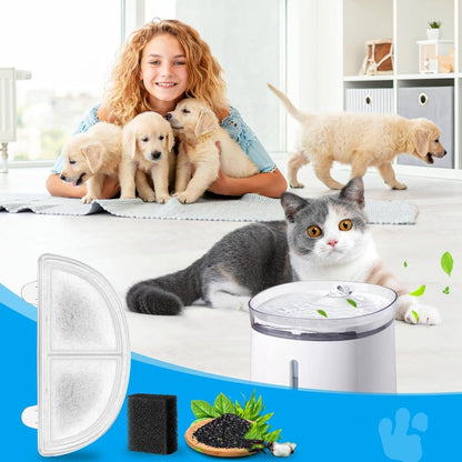 Pet Water Fountain Filters Wireless Cat Fountain Replacement Filter With Pre-Filter Sponges, 3+3pcs /Box, 6+6pcs /Box, 9+9pcs /Box