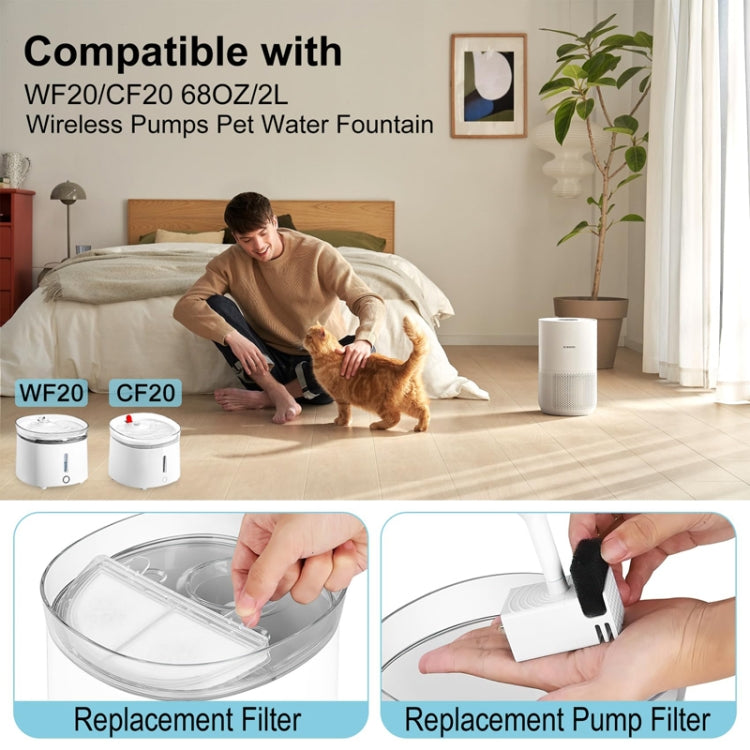 Pet Water Fountain Filters Wireless Cat Fountain Replacement Filter With Pre-Filter Sponges, 3+3pcs /Box, 6+6pcs /Box, 9+9pcs /Box