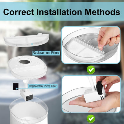 Pet Water Fountain Filters Wireless Cat Fountain Replacement Filter With Pre-Filter Sponges, 3+3pcs /Box, 6+6pcs /Box, 9+9pcs /Box