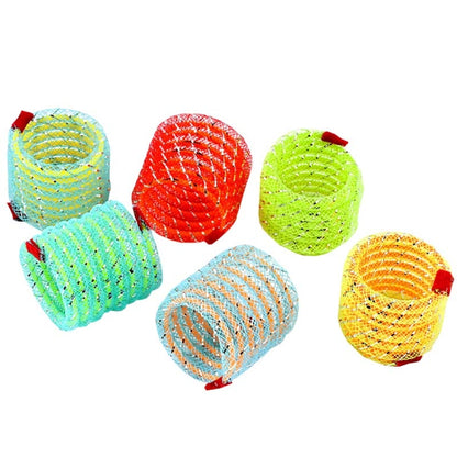 2pcs Colorful Plastic Spring Nylon Bouncing Tease Cats Toys, Random Color Delivery